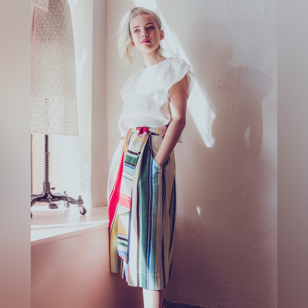 Anthropologie x WHiT Kimani Silk Midi Skirt EUC